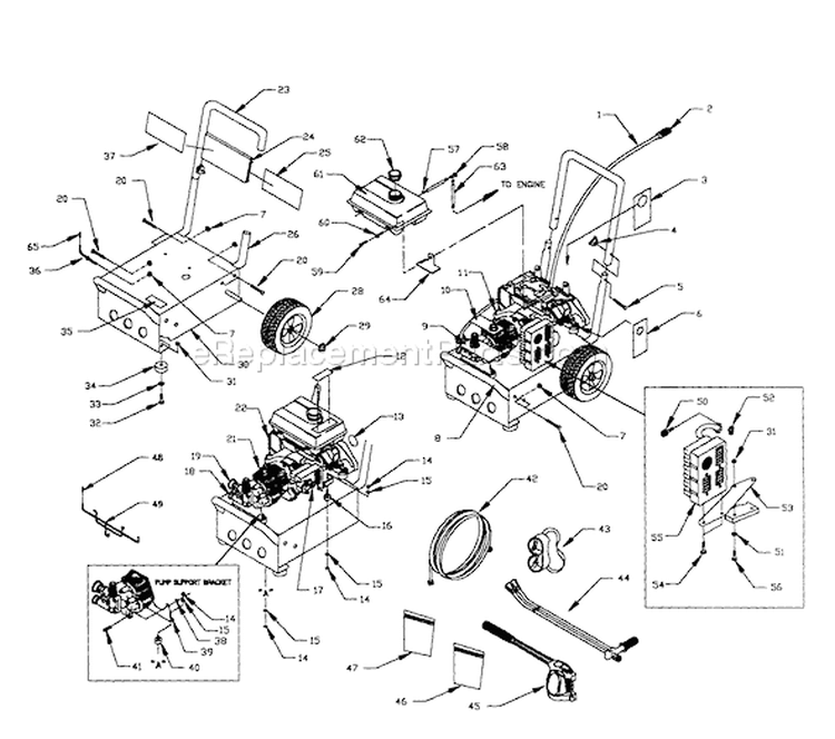 Page A Diagram and Parts List for 1043-0  Briggs and Stratton Pressure Washer